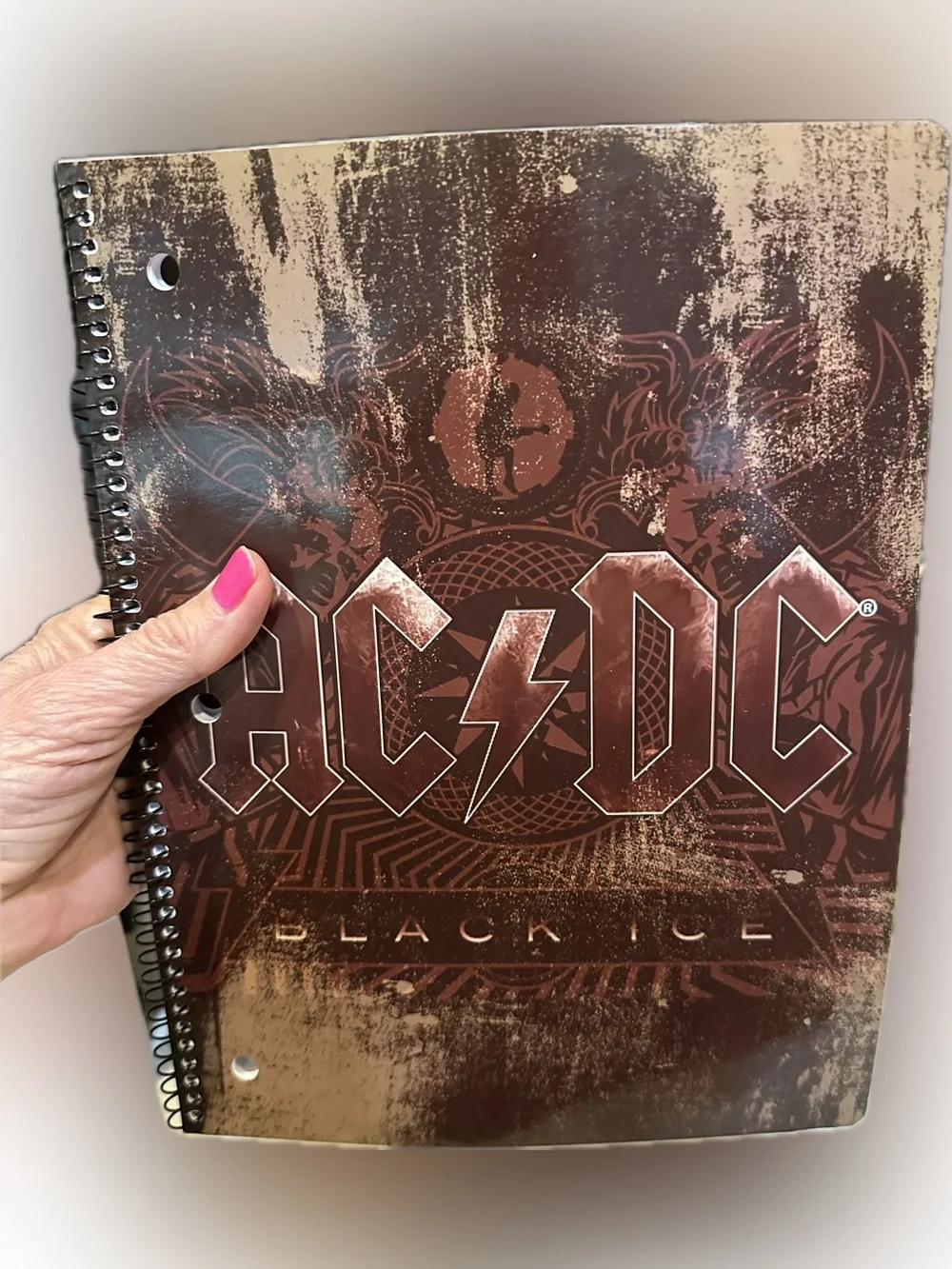 2010 AC/DC BLACK ICE SPIRAL NOTEBOOK 80 PG LINED BACK TO SCHOOL JORNSL 8”x10.5”